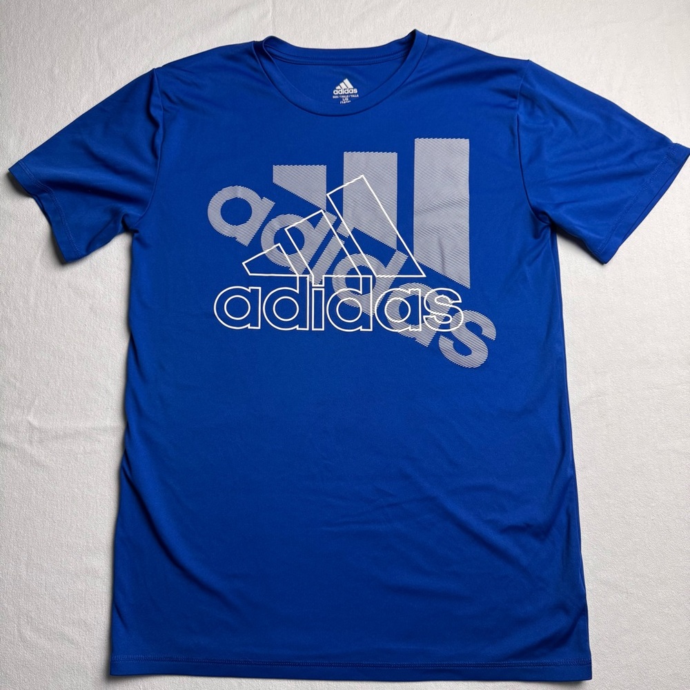 Adidas Boy's Blue and white Logo Tee